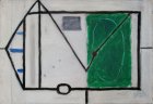 1988, Huis met een groen Vlak, 90 x 132 cm